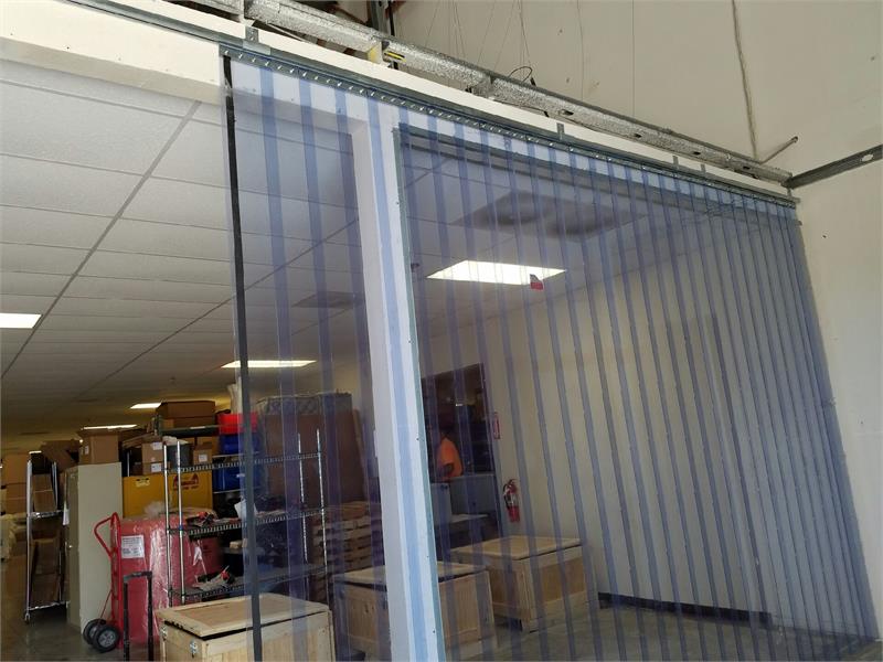 Sliding door with flexible PVC