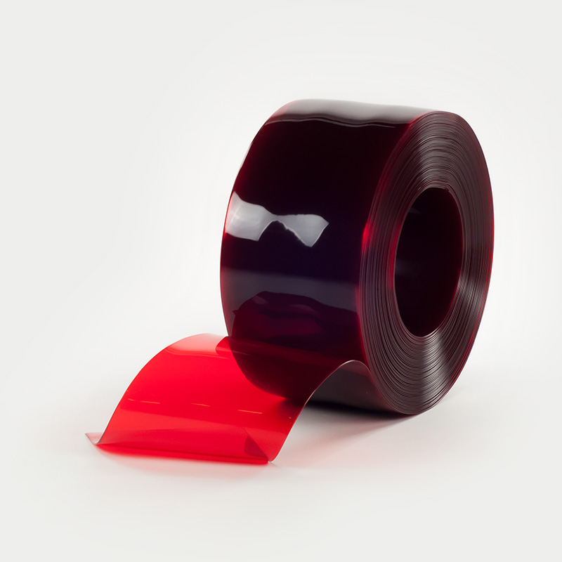 Red colored flexible PVC roll for strip doors and curtain doors