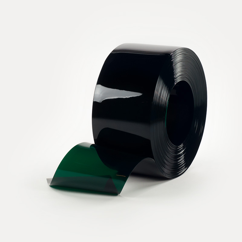 Green colored flexible PVC roll for strip doors and curtain doors